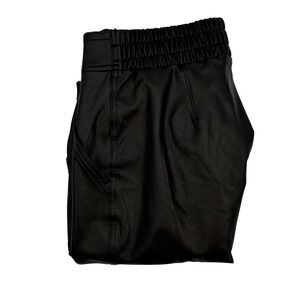 SPANX‎ Faux Leather Jogger Pants Black Medium Elastic Waist Pull On Pockets
